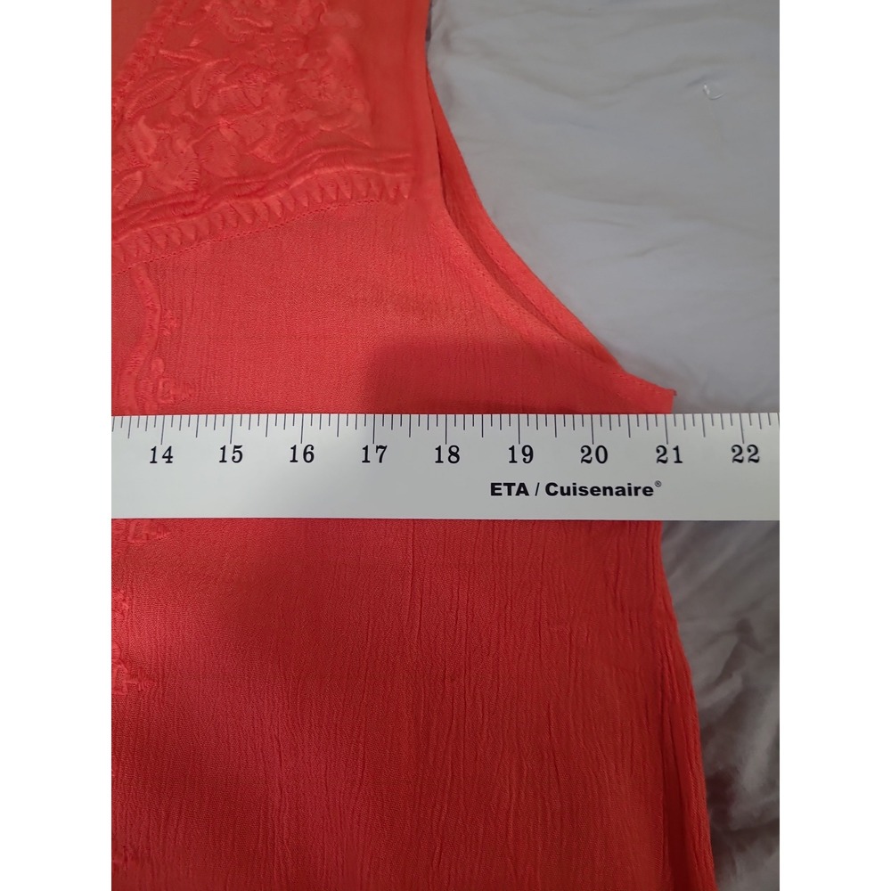 Cute Options Women SZ 2XL Orange Embroidered Tunic top boho vacation flowy - Picture 6 of 8